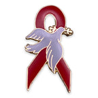 Red Ribbon Dove Pin