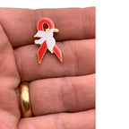 Red Ribbon Dove Pin