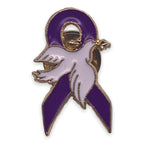 Purple Ribbon Dove Pin