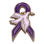 Purple Ribbon Dove Pin
