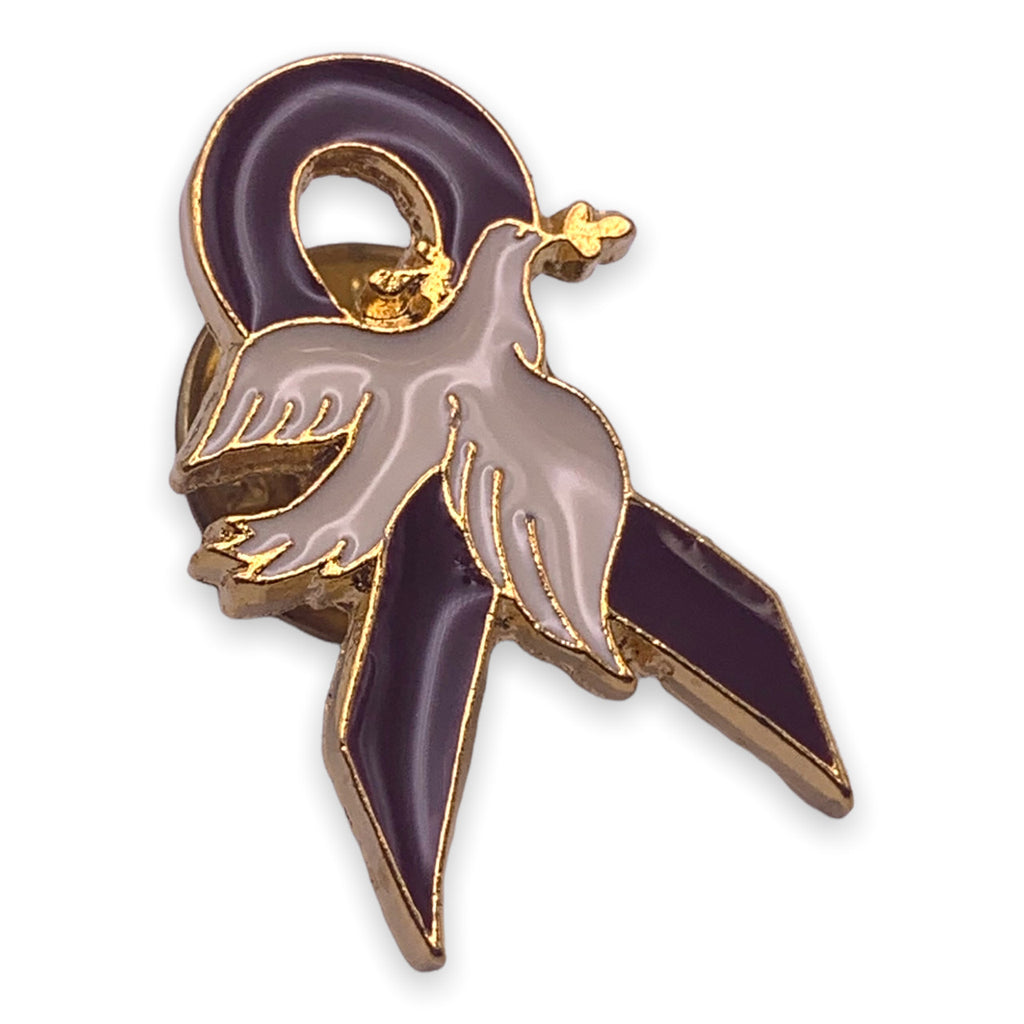Brown Ribbon Dove Pin