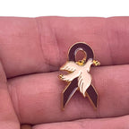Brown Ribbon Dove Pin