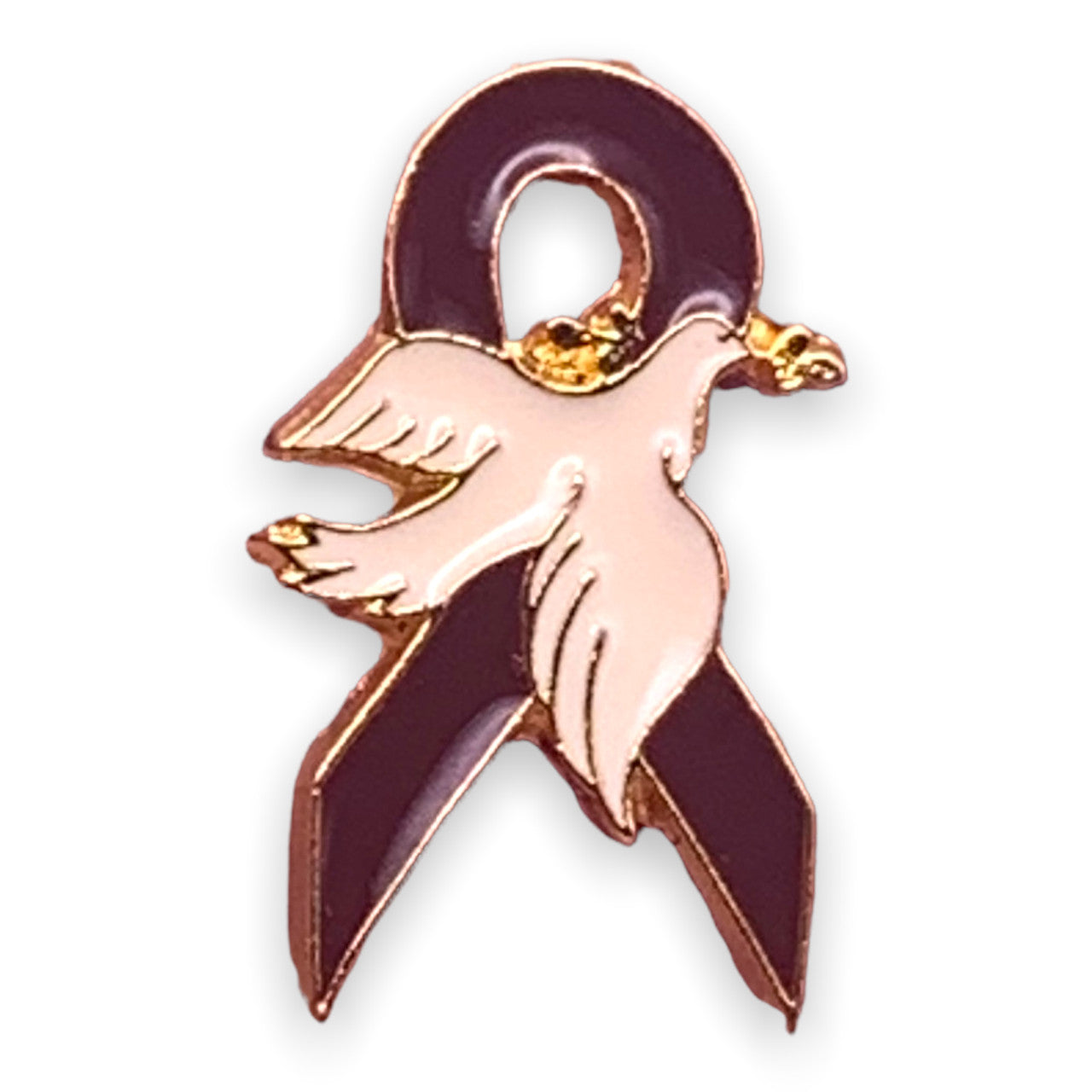 Brown Ribbon Dove Pin