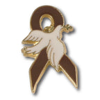 Brown Ribbon Dove Pin