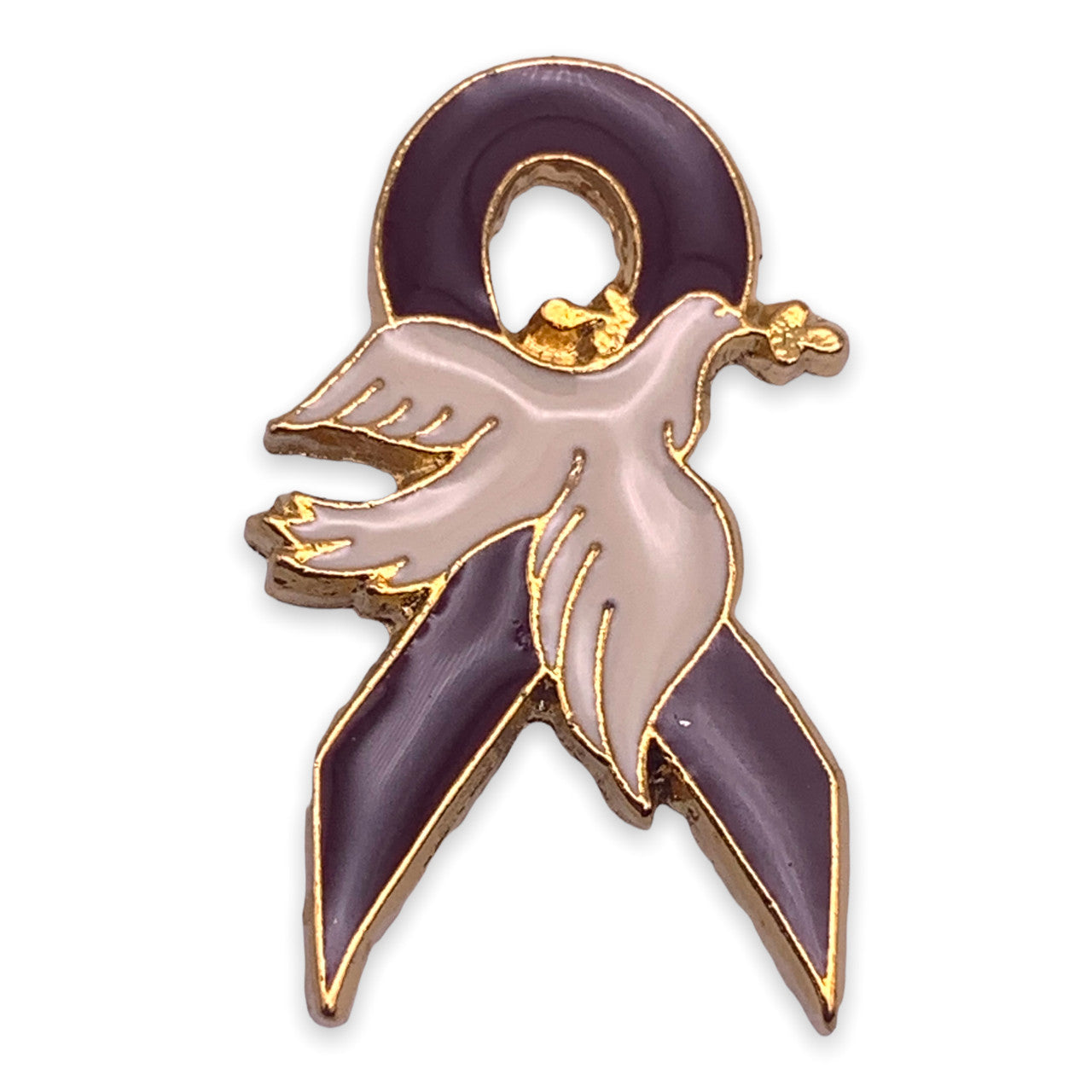 Brown Ribbon Dove Pin
