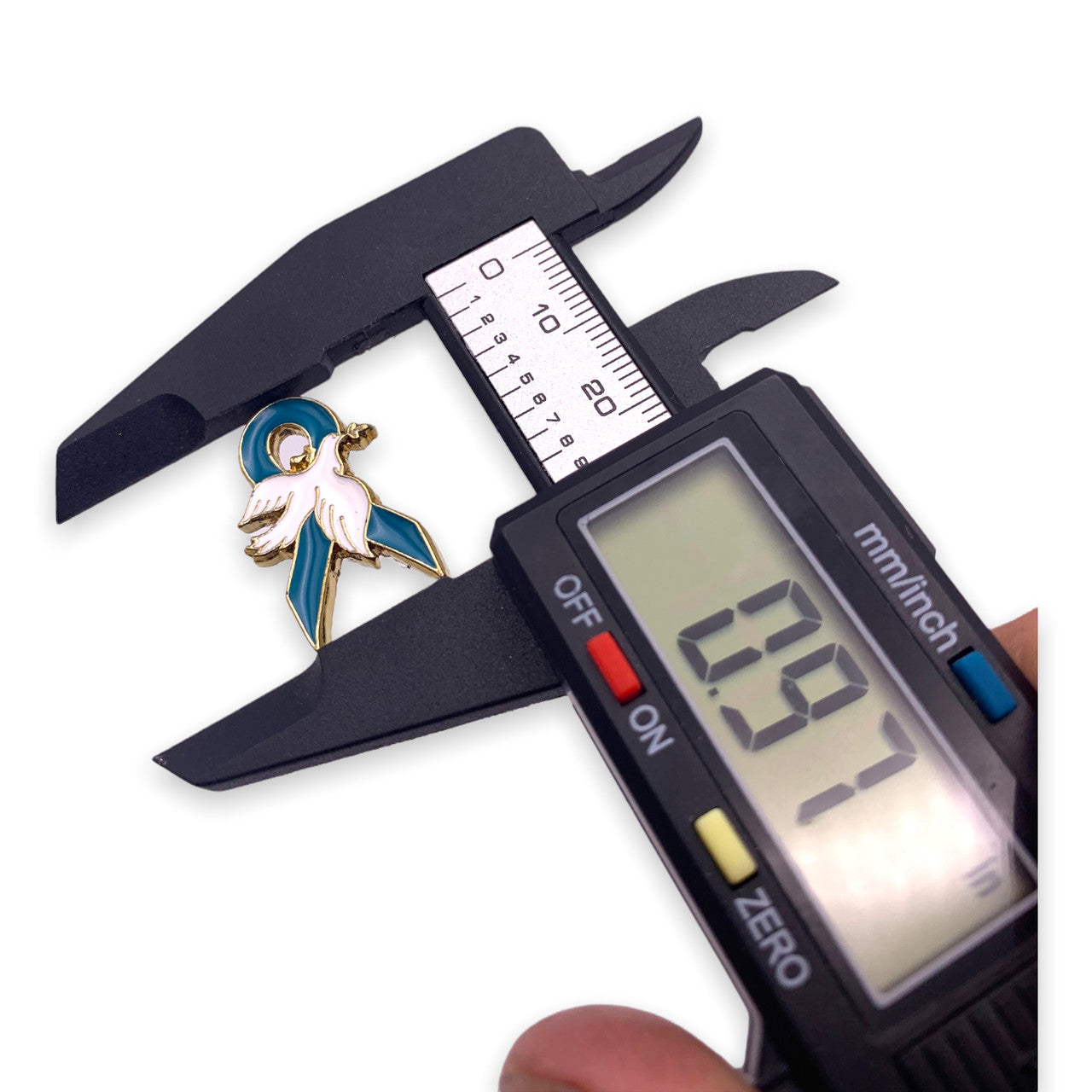 Teal Ribbon Dove Pin