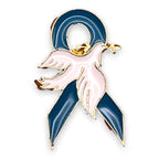 Teal Ribbon Dove Pin