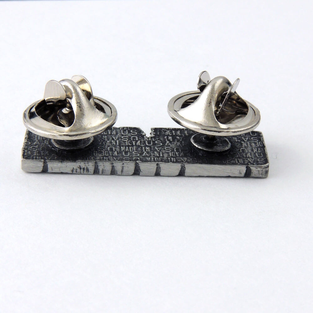 Each pin comes with two military clutches and is marked "Made in USA" on the back side