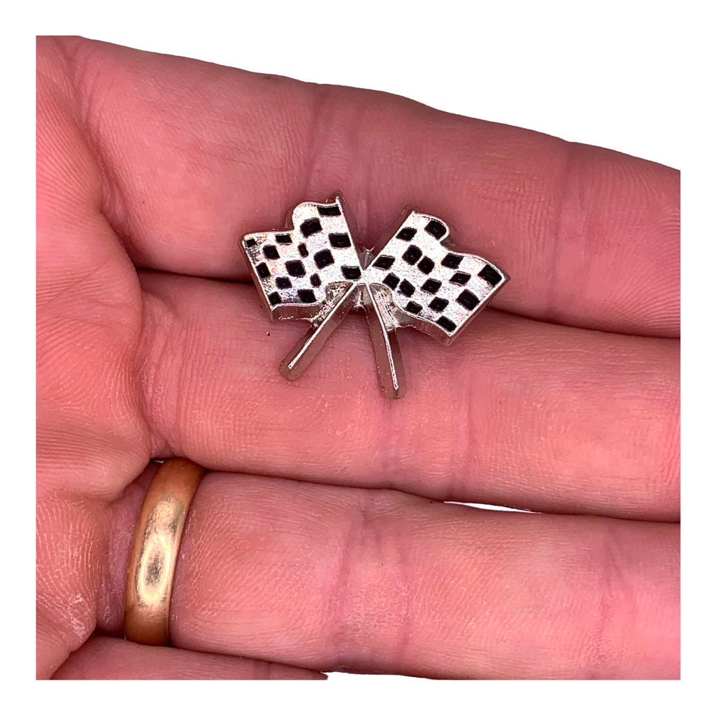 Crossed Checkered Flags Lapel Pin