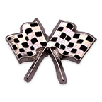 Crossed Checkered Flags Lapel Pin