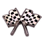 Crossed Checkered Flags Lapel Pin