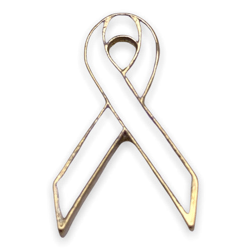 White Ribbon Lapel Pin