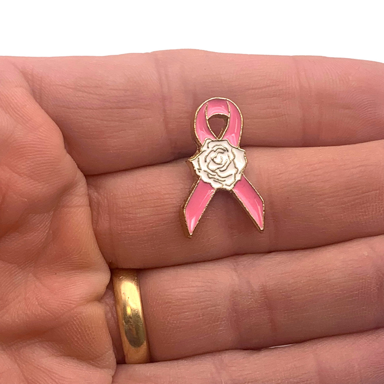 Pink Ribbon Rose Lapel pin