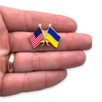 US / UKRAINE Crossed Flags Lapel Pin
