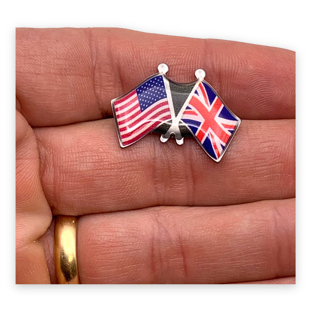 Crossed Flags Lapel Pins - Any Two Countries
