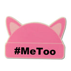 Large Pink Cat Ear Hat Shaped Lapel Pin with #MeToo- Clutch Back