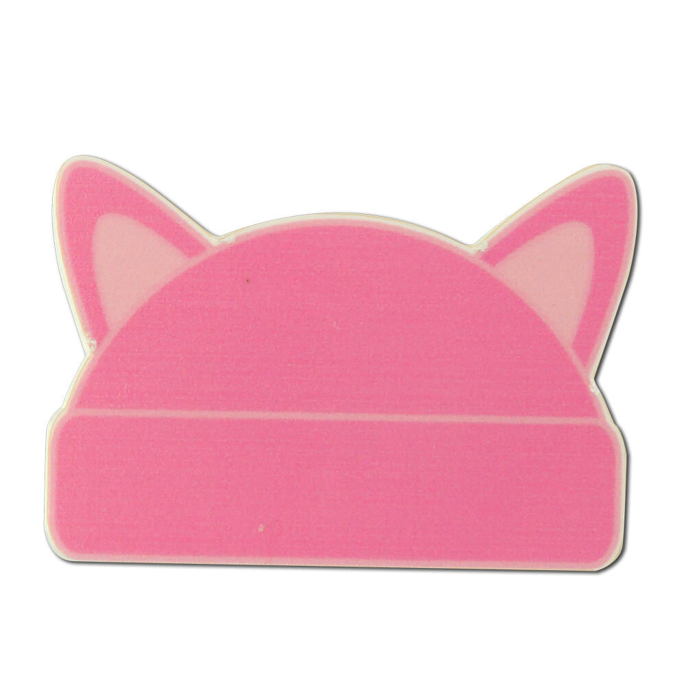 Large Pink Cat Ear Hat Shaped Lapel Pin - Clutch Back