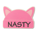 Large Pink Cat Ear Hat Shaped Lapel Pin with Nasty - MagnetBack