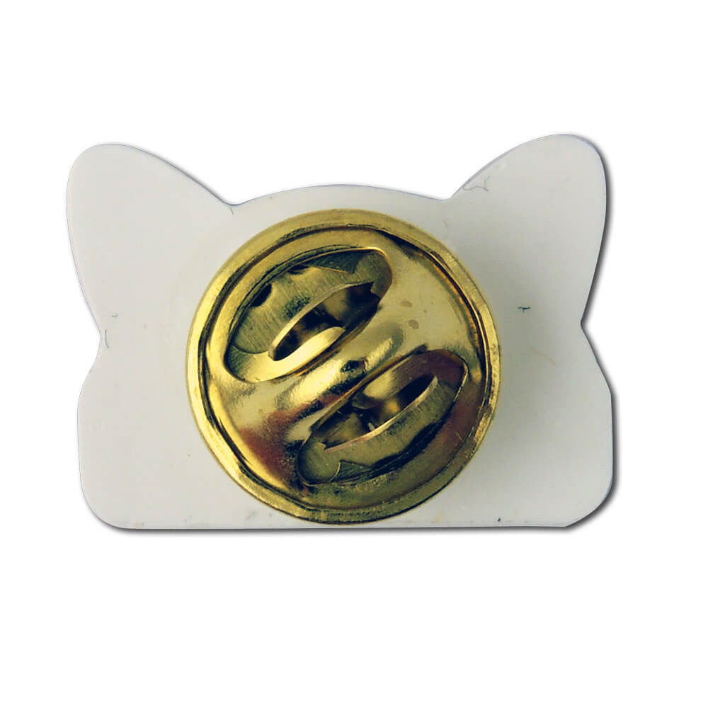 Small Pink Cat Ear Hat Shaped Lapel Pin with Nasty on Brim