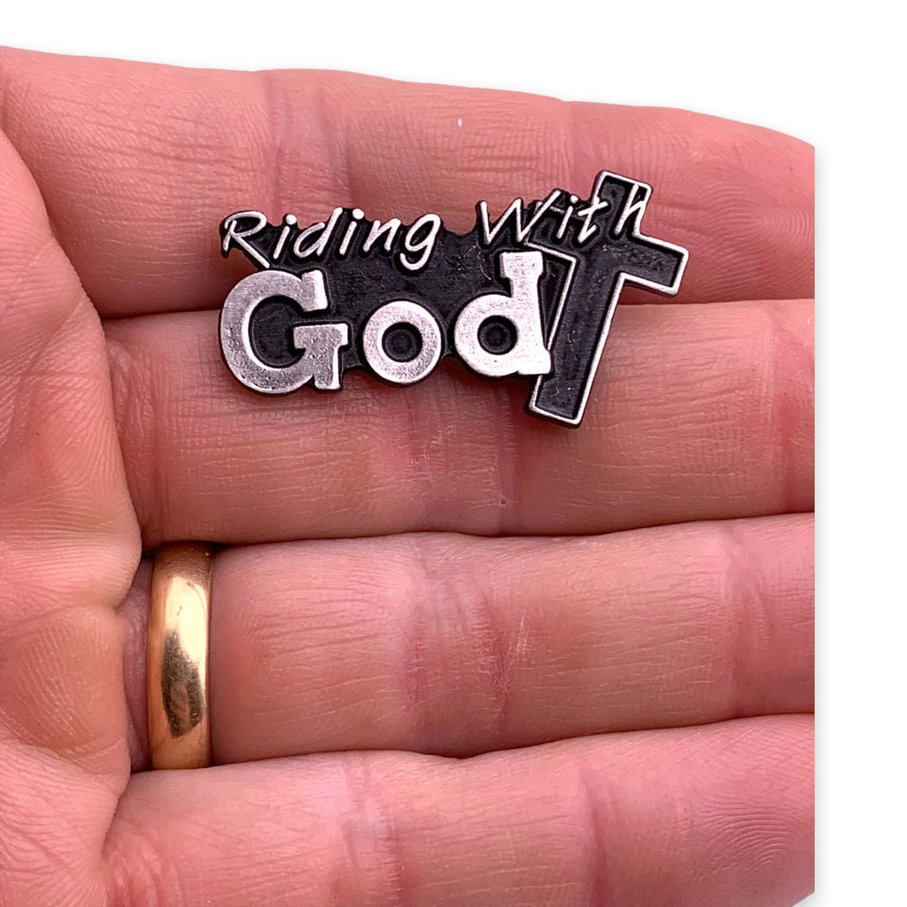 Riding with God Pin