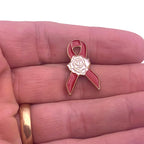 Red Ribbon Rose Pin