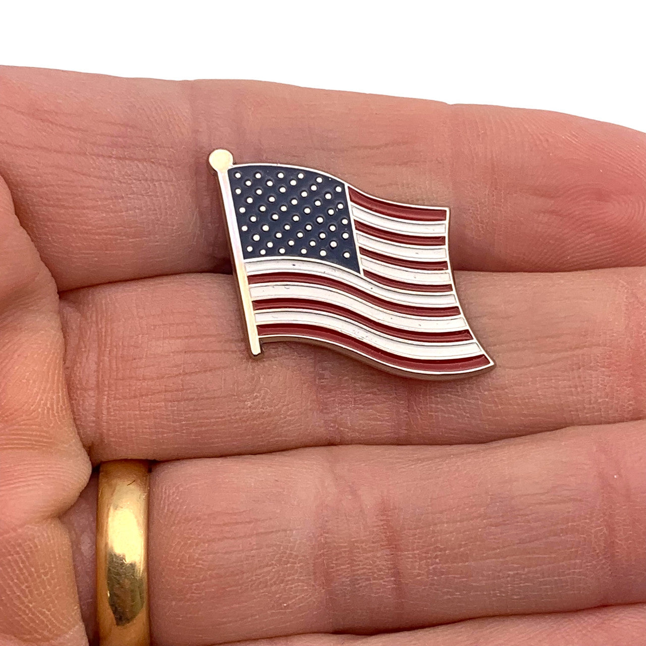 Sterling Silver American Flag Lapel Pin
