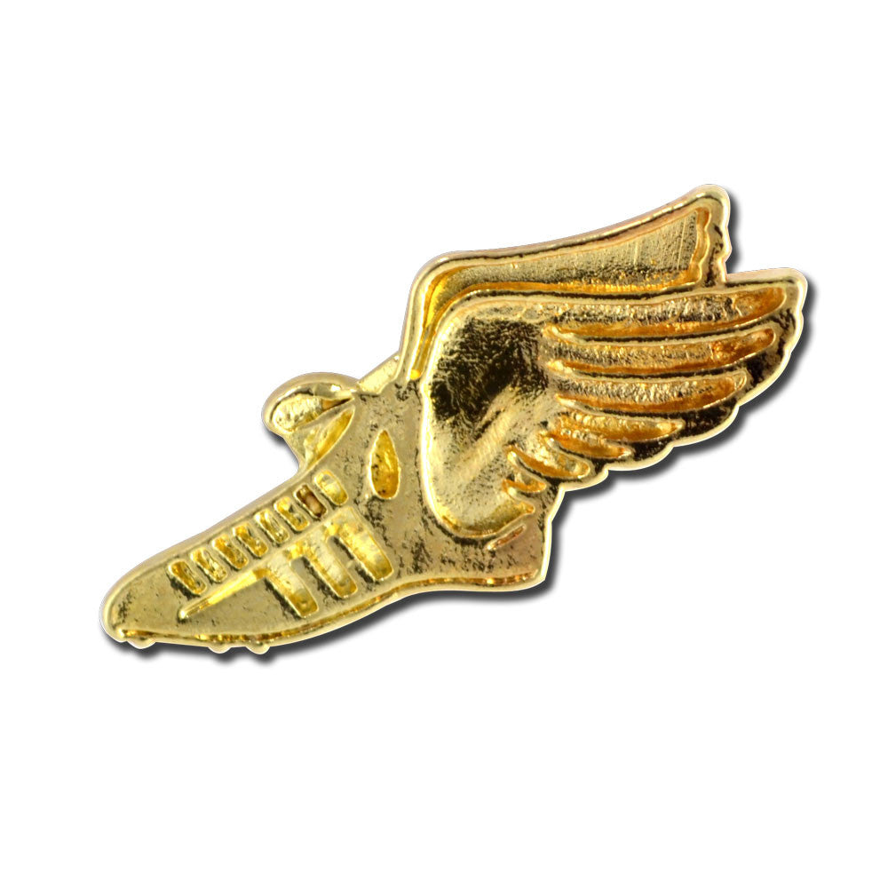 Cross Country Winged Shoe Lapel Pin