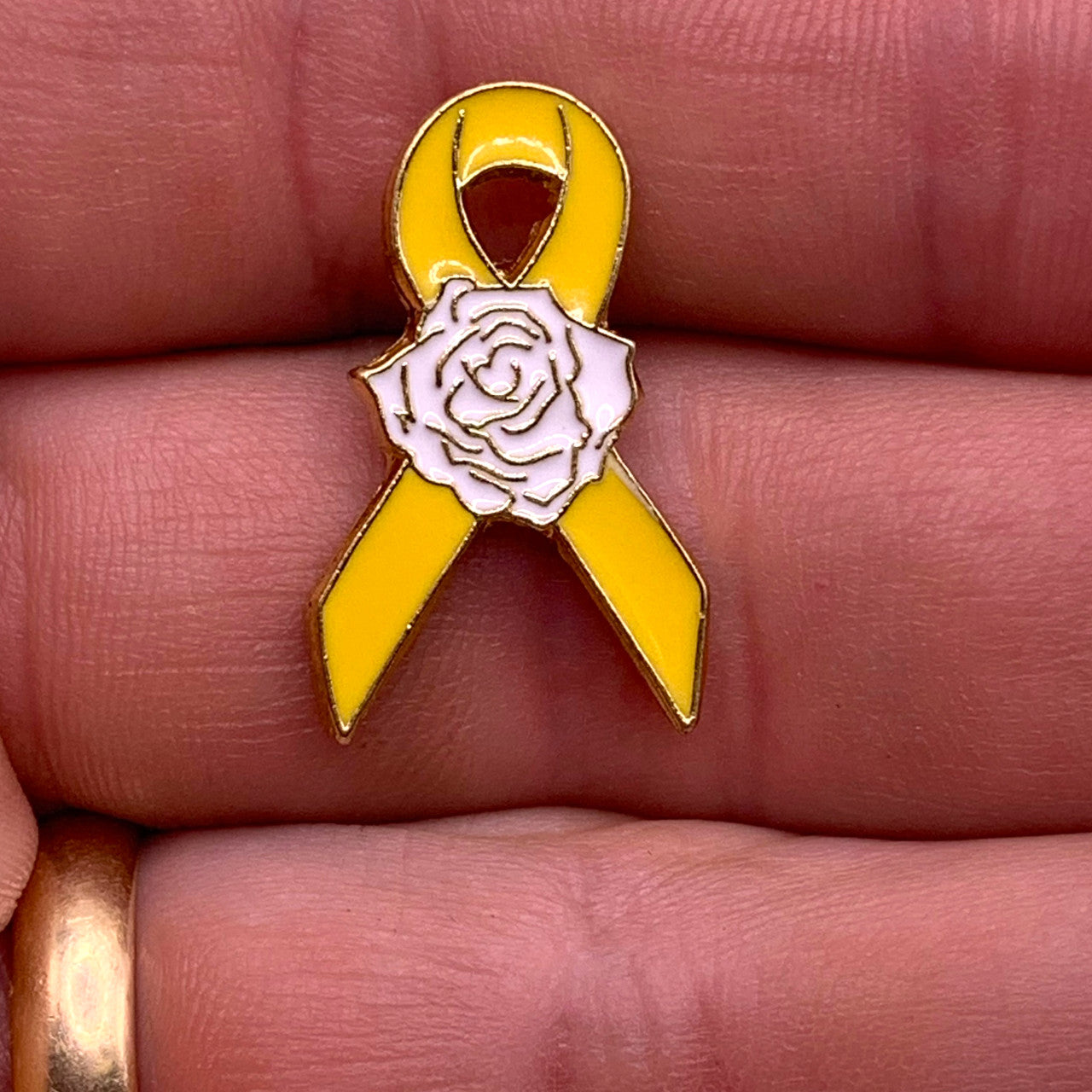 Yellow Ribbon Rose Lapel Pin