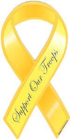 Yellow Support Our Troops Car Ribbon Magnet