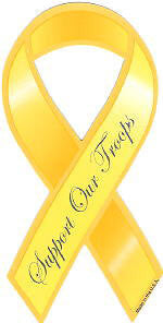 Yellow Support Our Troops Car Ribbon Magnet