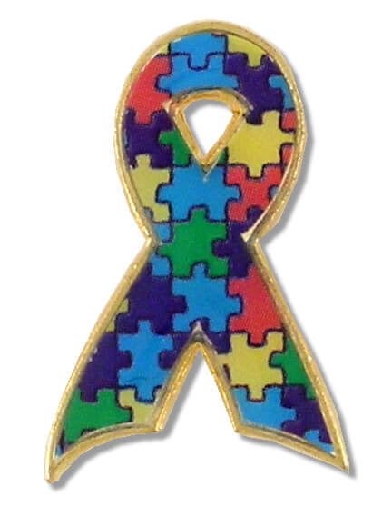 Autism Puzzle Ribbon Lapel Pin