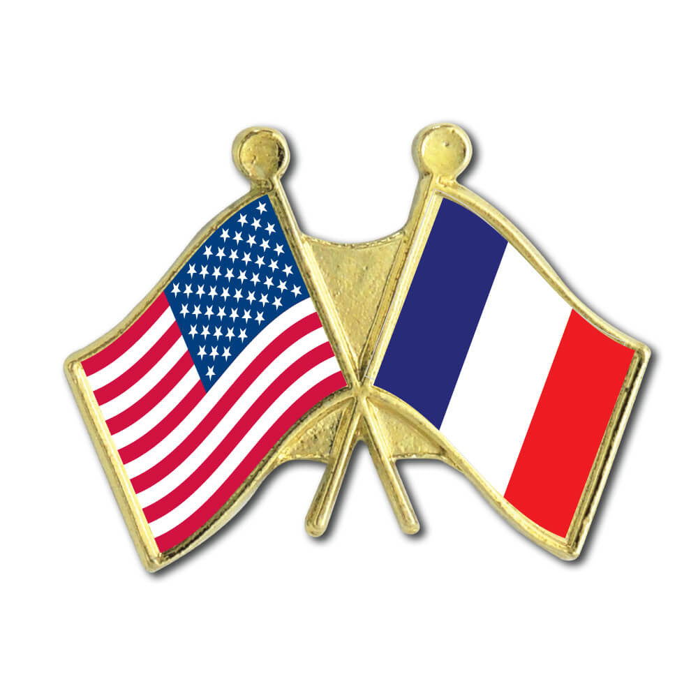 US France Crossed Flags Pin